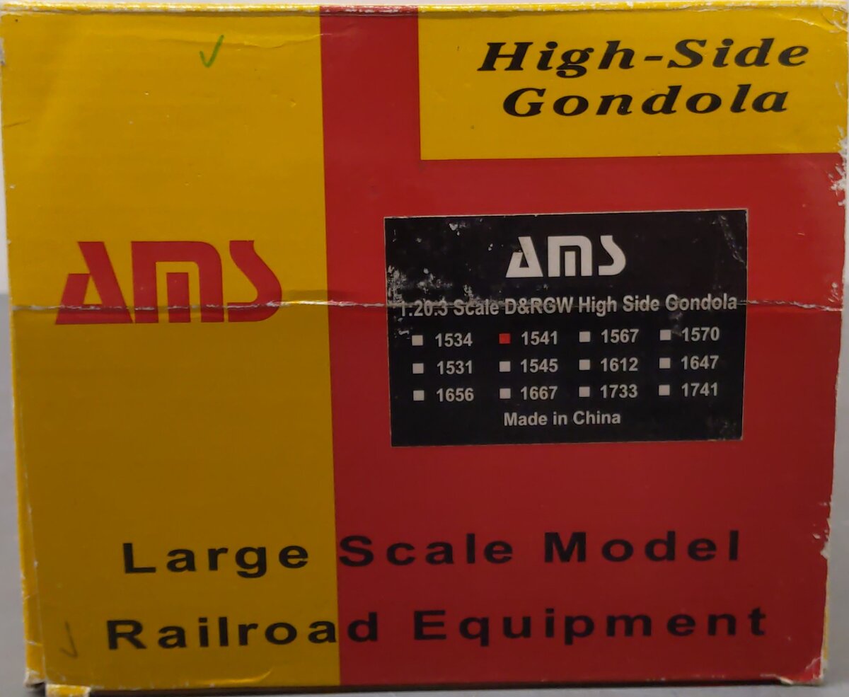 AMS 1541 G Scale Custom Weathered Denver & Rio Grande Western High Side Gondola/Box