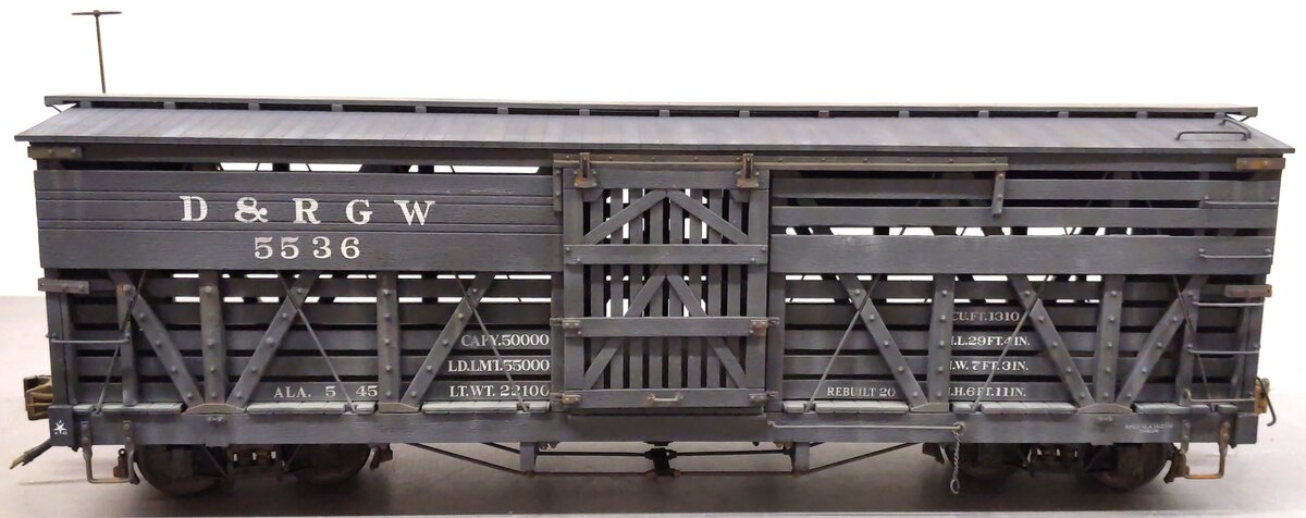 AMS AM31-215 1:20.3 Scale Custom Weathered D&RGW Narrow Gauge Stock Car #5536/Box