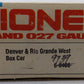 Lionel 6-9739 O Gauge Denver and Rio Grande Western Boxcar LN