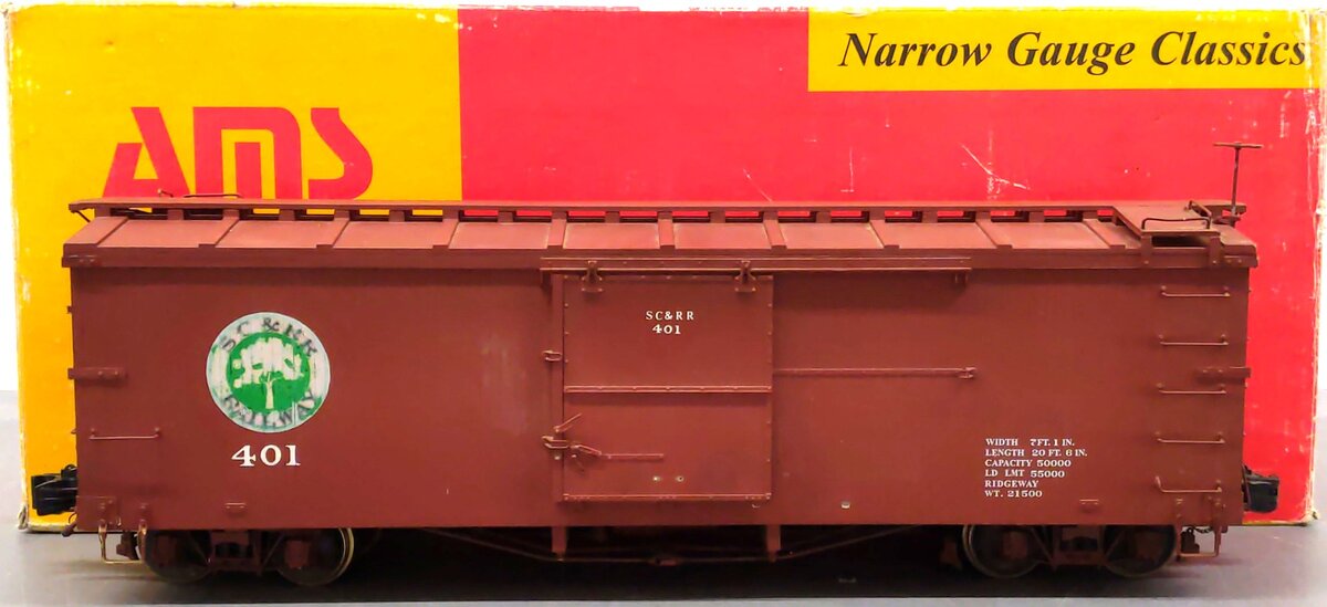 AMS AM31-180 Narrow Gauge Box Car - SC & RR #401 - Metal Wheels/Box