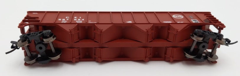 Trainworx Inc 2403-10 N Scale C&EI 100-Ton Quad 4-Bay Hopper Car #587994 w/ Coal EX/Box