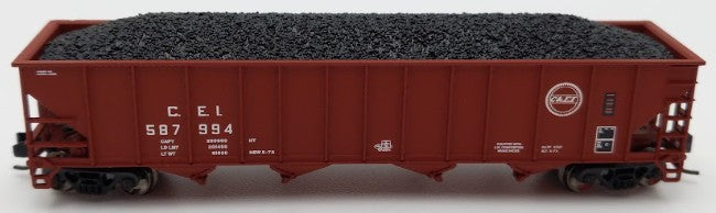 Trainworx Inc 2403-10 N Scale C&EI 100-Ton Quad 4-Bay Hopper Car #587994 w/ Coal EX/Box