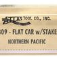 Atlas 3809 N Scale Northern Pacific 50' Flat Car with Stakes #60254 EX/Box