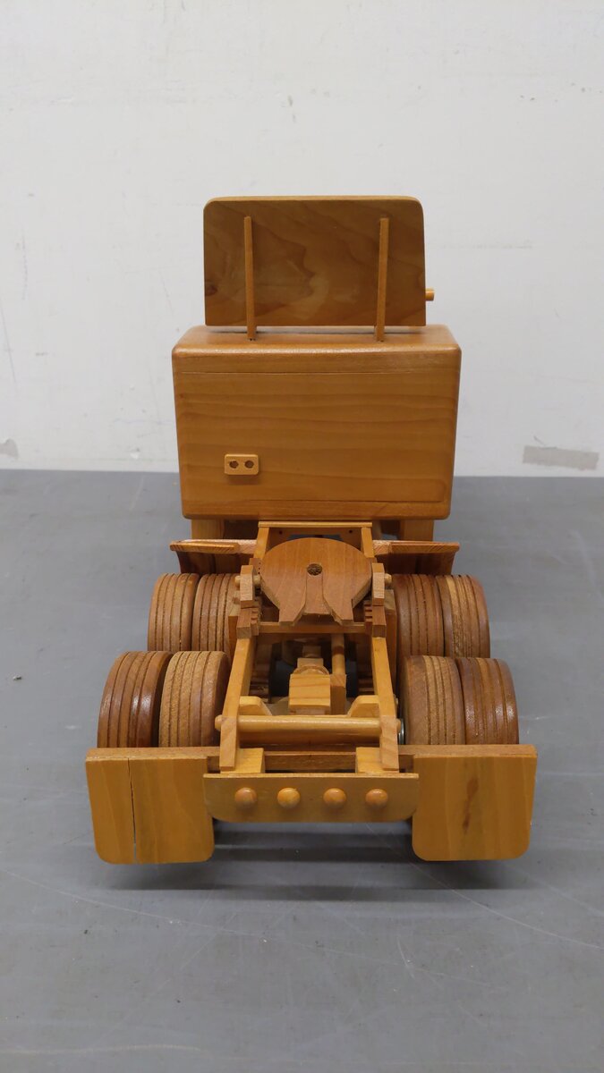 Unknown Manufacturer All Wood Tractor Trailer Handmade Opening Hood EX