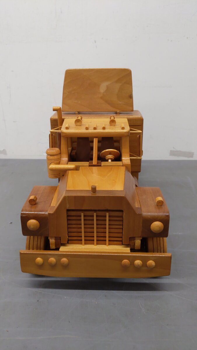 Unknown Manufacturer All Wood Tractor Trailer Handmade Opening Hood EX