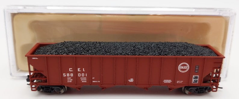 Trainworx Inc 2403-11 N Scale C&EI 100-Ton Quad 4-Bay Hopper Car #588001 w Coal LN/Box