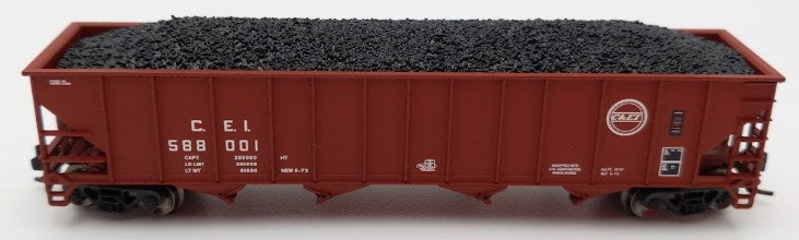 Trainworx Inc 2403-11 N Scale C&EI 100-Ton Quad 4-Bay Hopper Car #588001 w Coal LN/Box