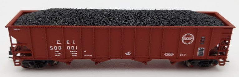 Trainworx Inc 2403-11 N Scale C&EI 100-Ton Quad 4-Bay Hopper Car #588001 w Coal LN/Box