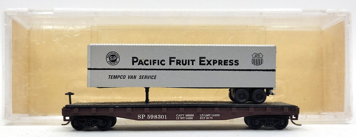Atlas 3776 N Scale Piggy Back Flatcar With Pacific Fruit Express Trailer LN/Box