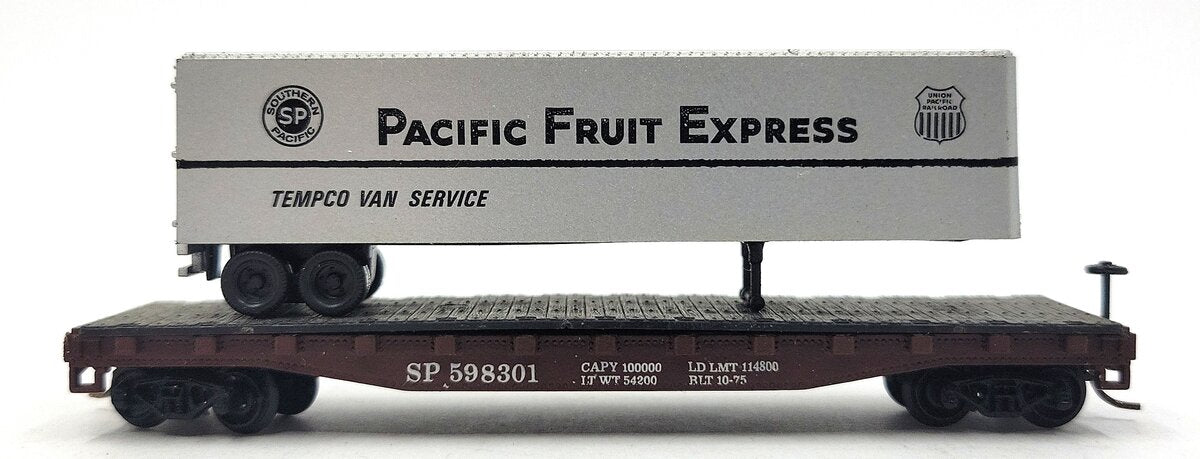 Atlas 3776 N Scale Piggy Back Flatcar With Pacific Fruit Express Trailer LN/Box