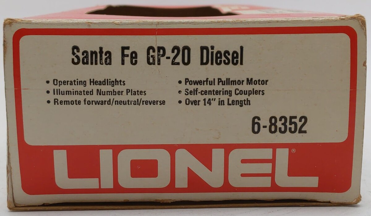 Lionel 6-8352 O Gauge Santa Fe GP-20 Powered Diesel Locomotive #8352 VG/Box
