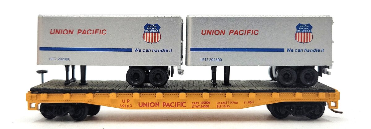 Atlas 3746 N Scale Union Pacific Piggyback Flatcar w/ 24' Trailer #59163 LN/Box