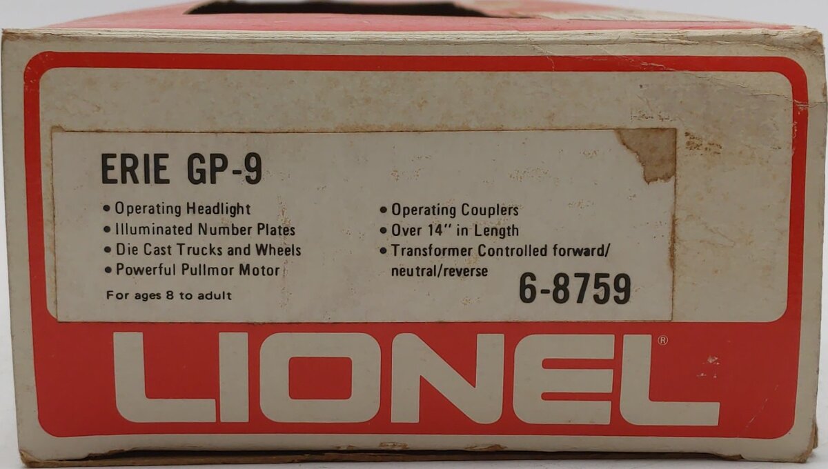 Lionel 6-8759 O Gauge Erie Lackawanna GP-9 Powered Diesel Locomotive EX/Box