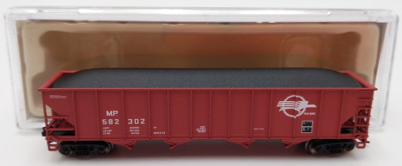 Trainworx Inc. 2403-27 N Scale MP 100-Ton Quad 4-Bay Hopper Car #582302 w Coal EX/Box