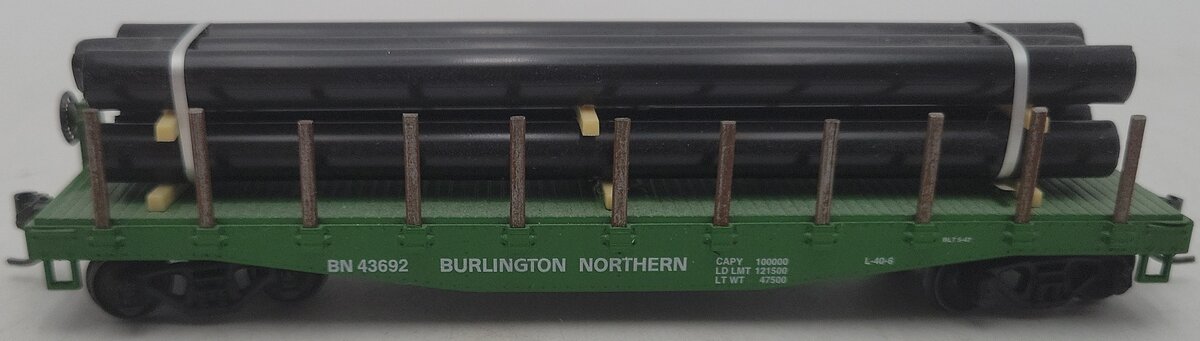 Athearn HO Scale Burlington Northern Flatcar W/ Load EX