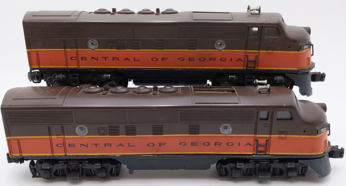 Lionel O Gauge Central of Georgia AA Diesel Locomotives Set #811 & #812 - Custom