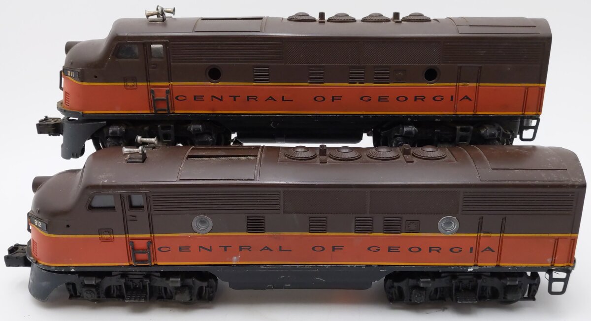 Lionel O Gauge Central of Georgia AA Diesel Locomotives Set #811 & #812 - Custom