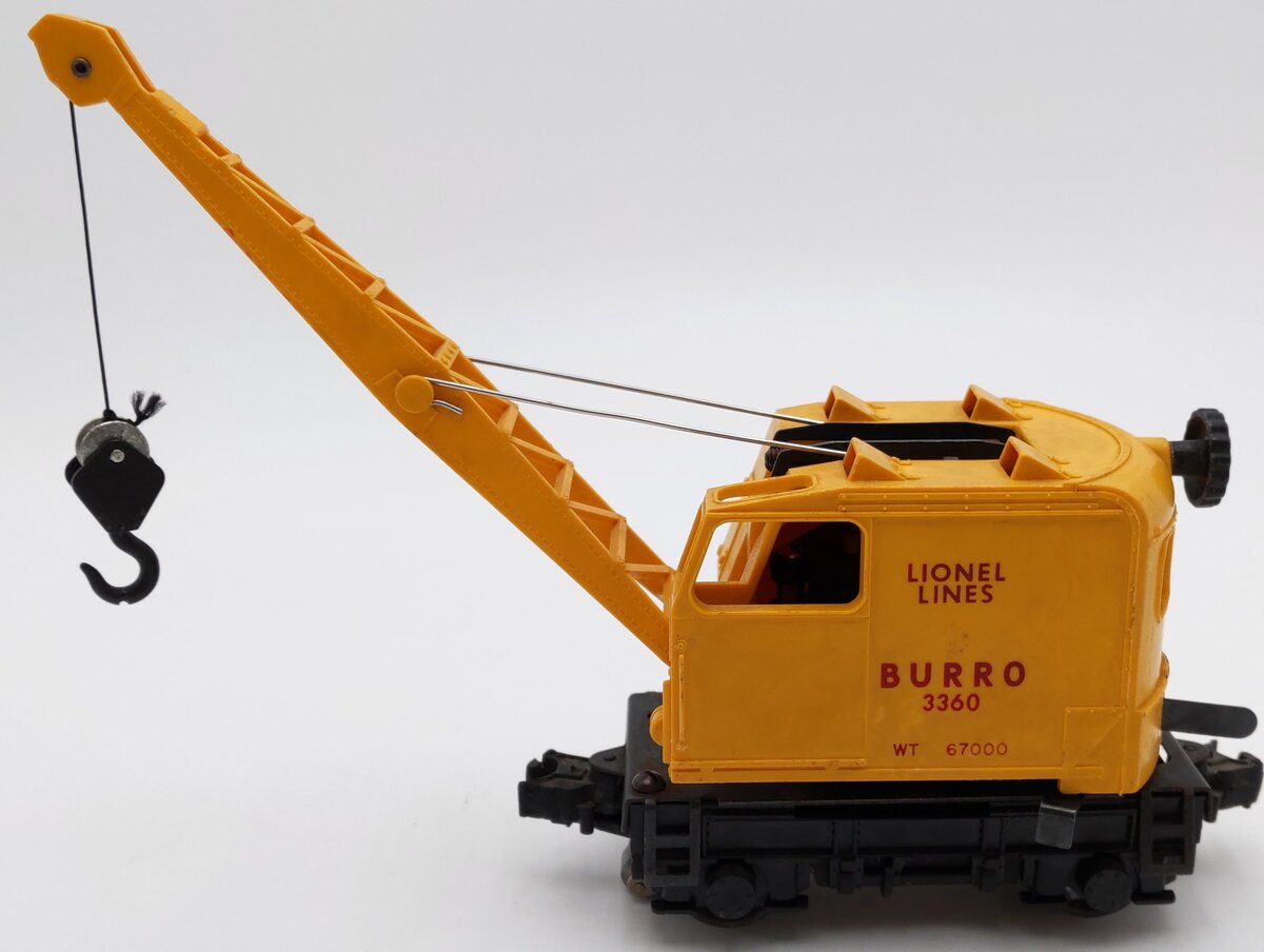 Lionel 3360 Vintage O Gauge Postwar Operating Burro Crane Car VG