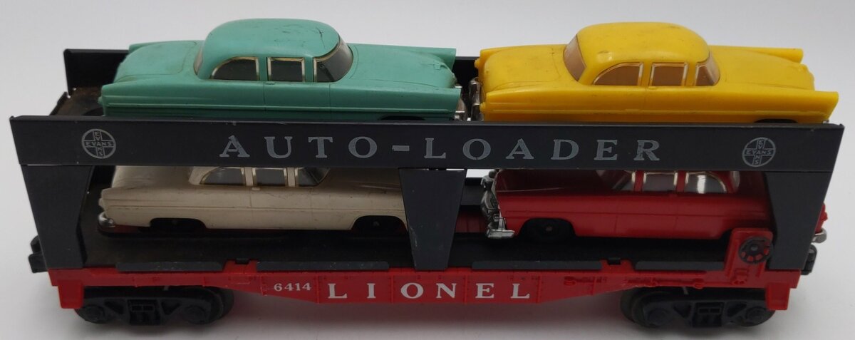 Lionel 6414 Vintage O Gauge Postwar Evans Autoloader with 4 Automobiles VG