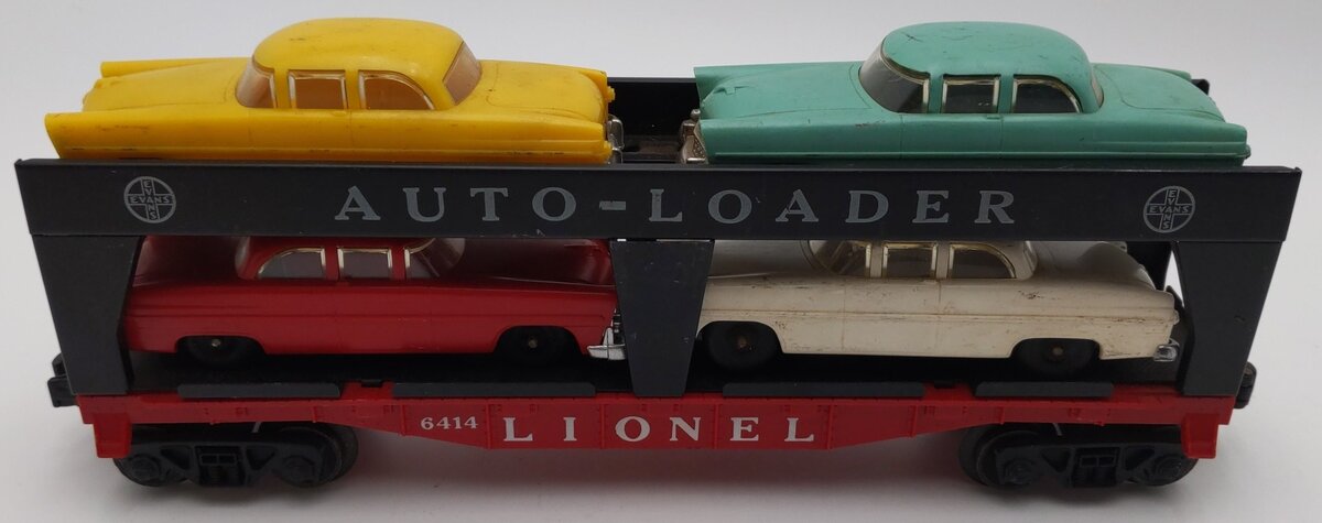 Lionel 6414 Vintage O Gauge Postwar Evans Autoloader with 4 Automobiles VG