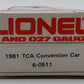 Lionel 6-0511 O Gauge TCA 1981 The Gateway To The West "St. Louis" Baggage Car EX/Box