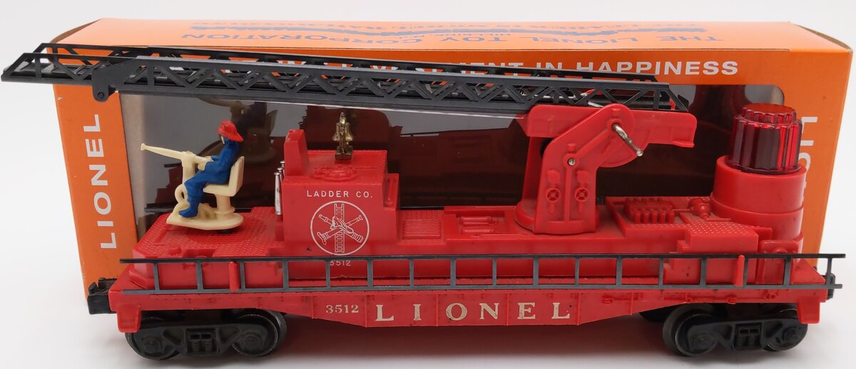 Lionel 3512 Vintage O Fire Ladder Car with Ladder EX