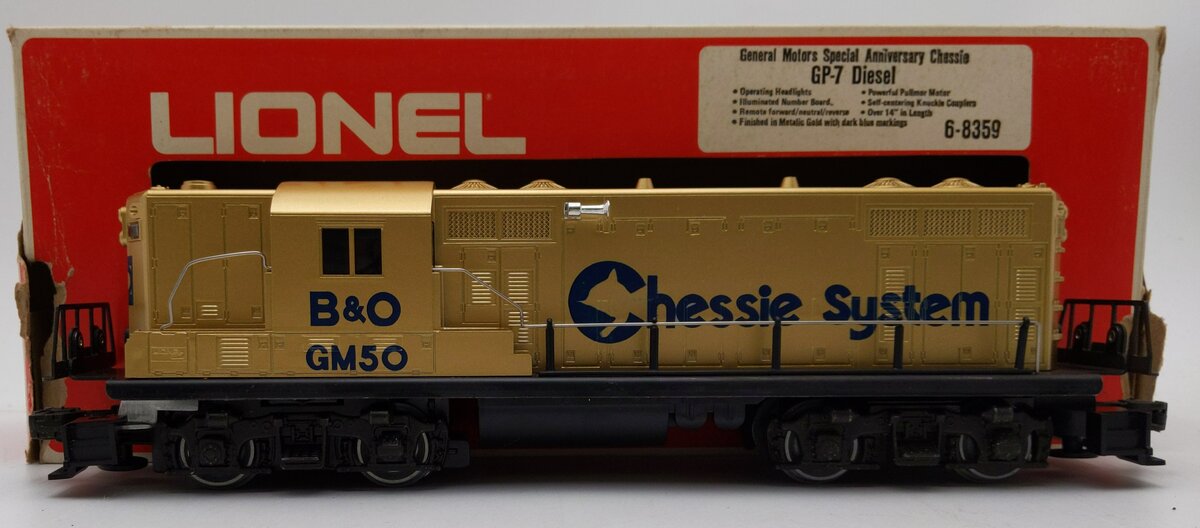 Lionel 6-8359 O Gauge Chessie System GM Gold GP7 Diesel Engine EX/Box