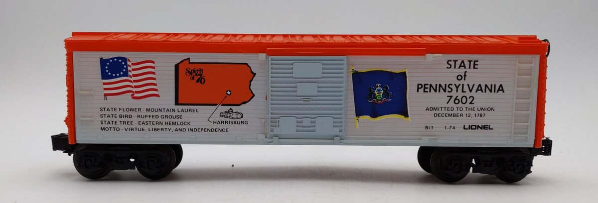 Lionel 6-7602 O Gauge Spirit of 76 State of Pennsylvania Boxcar #7602 LN/Box