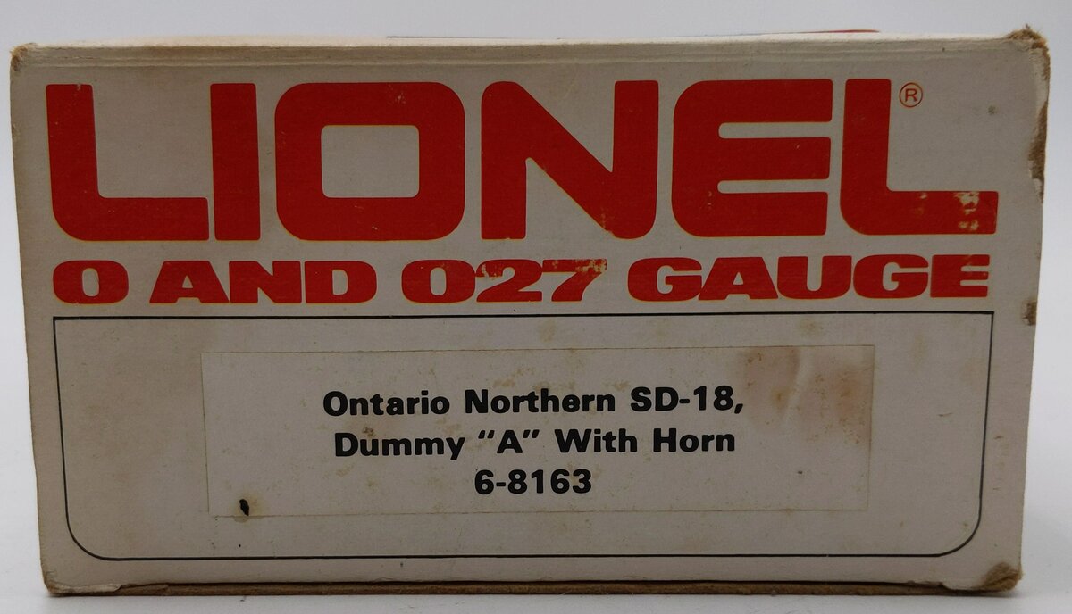 Lionel 6-8163 O Gauge Ontario Northland SD-18 Dummy Diesel Engine #8163 w/ Horn EX/Box
