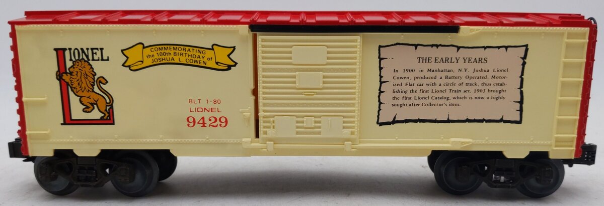 Lionel 6-9429 O Gauge Joshua Lionel Cowen Early Years Boxcar EX/Box