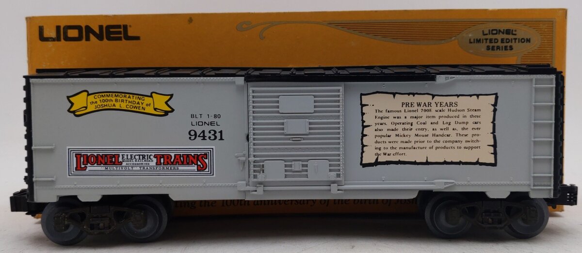 Lionel 6-9431 O Gauge Joshua Lionel Cowen The Prewar Years Boxcar EX/Box