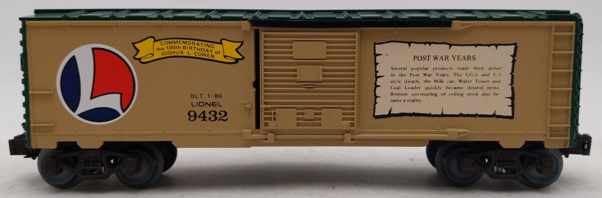 Lionel 6-9432 O Gauge Joshua Lionel Cowen Postwar Years Boxcar EX/Box
