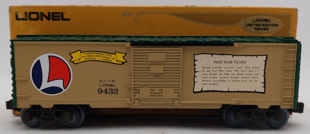 Lionel 6-9432 O Gauge Joshua Lionel Cowen Postwar Years Boxcar EX/Box