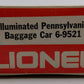Lionel 6-9521 O Gauge Pennsylvania Illuminated Baggage Car #9521 LN/Box