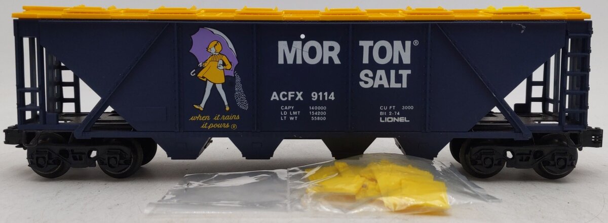 Lionel 6-9114 O Gauge Morton Salt Covered 4-Bay Hopper EX