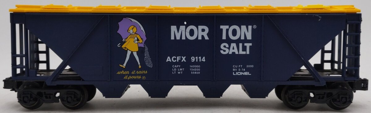 Lionel 6-9114 O Gauge Morton Salt Covered 4-Bay Hopper EX