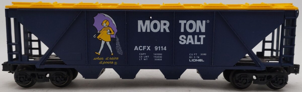 Lionel 6-9114 O Gauge Morton Salt Covered 4-Bay Hopper EX