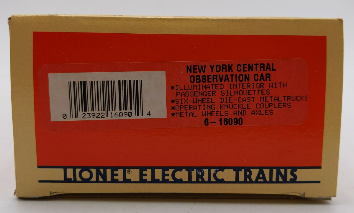 Lionel 6-16090 O Gauge New York Central "Babbling Brook" Observation Car #6090 EX/Box