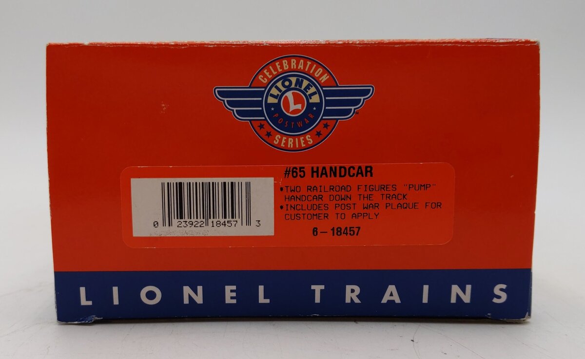 Lionel 6-18457 Postwar Celebration #65 Operating Motorized Handcar LN/Box