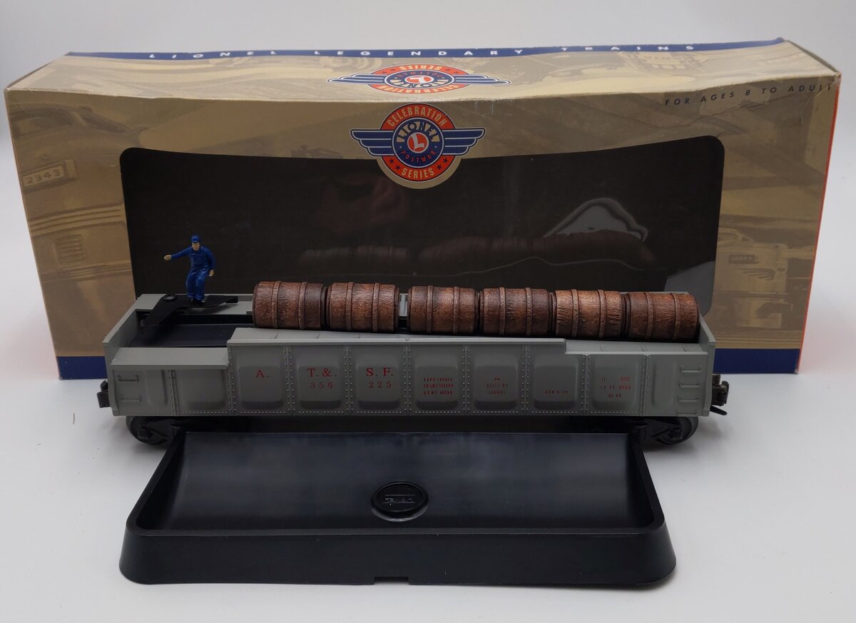 Lionel 6-19877 O Gauge Santa Fe ATSF Operating Barrel Ramp Car #356225 LN/Box