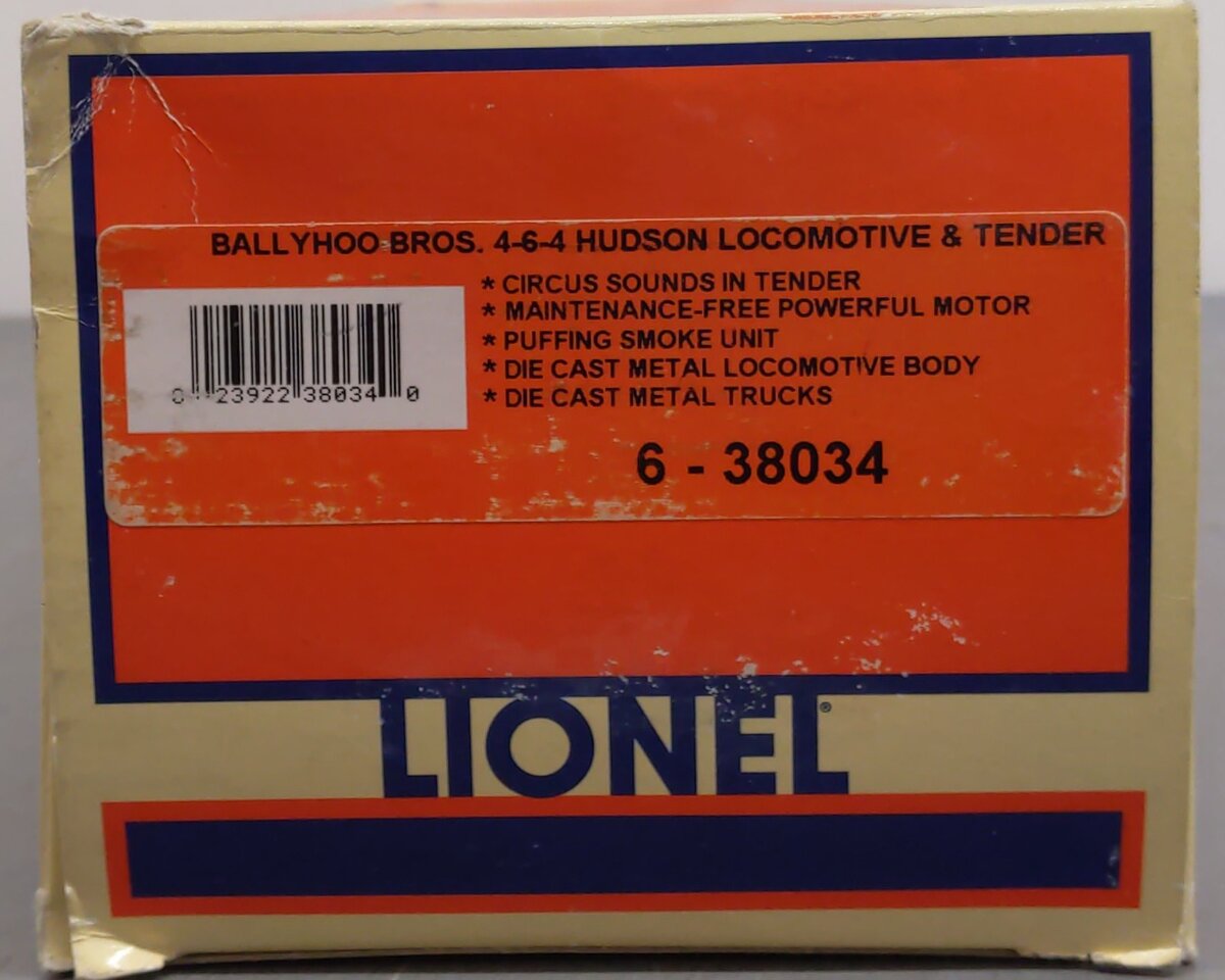 Lionel 6-38034 O Gauge Ballyhoo Bros. 4-6-4 Hudson Locomotive & Tender #77 EX/Box