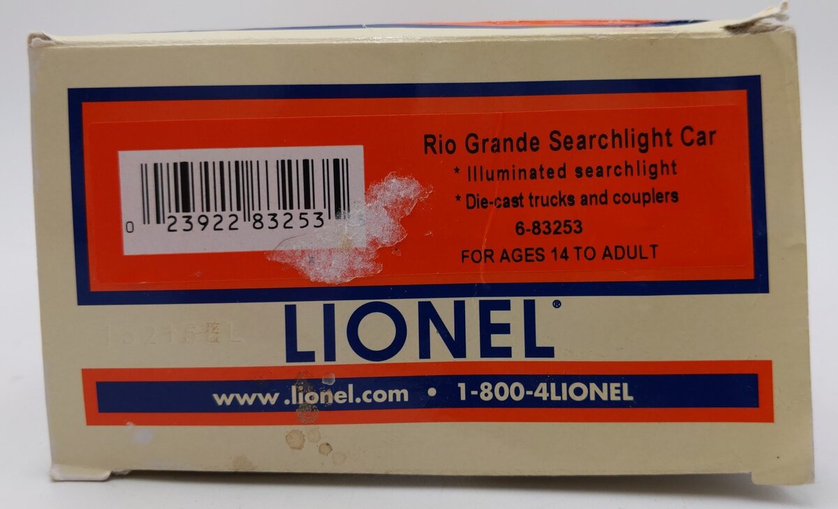 Lionel 6-83253 O Gauge Rio Grande Searchlight Car EX/Box