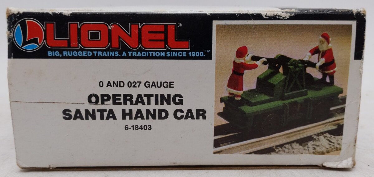 Lionel 6-18403 O Gauge Operating Santa Hand Car - Green EX/Box