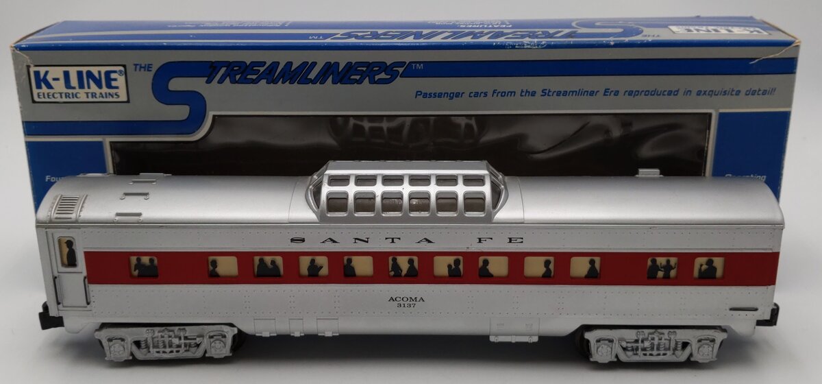 K-Line K4530-3137-4 O Gauge Santa Fe Vista Dome Passenger Car #3137 LN/Box