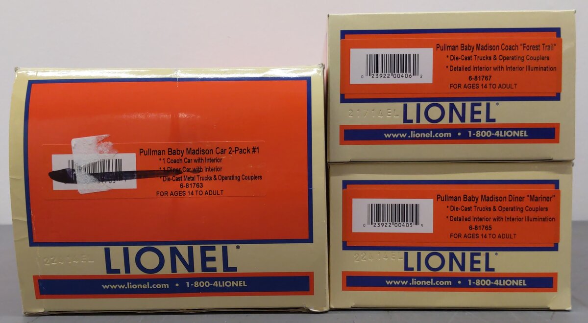 Lionel 6-81763 O Pullman Madison Coach/Diner Car 2-Pack EX/Box