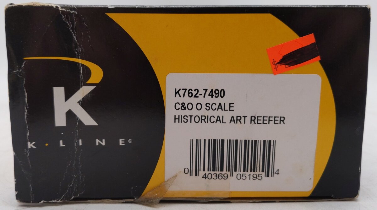K-Line K762-7490 O Gauge Chesapeake & Ohio Historic Refrigerator Car #7627490 EX/Box