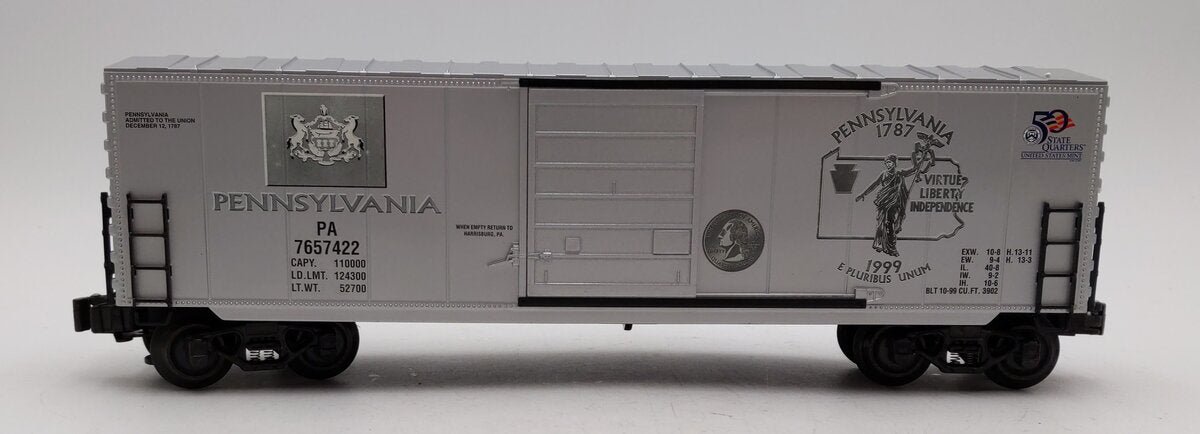K-Line K765-7422 O Gauge Pennsylvania Quarter Boxcar #7657422 LN/Box