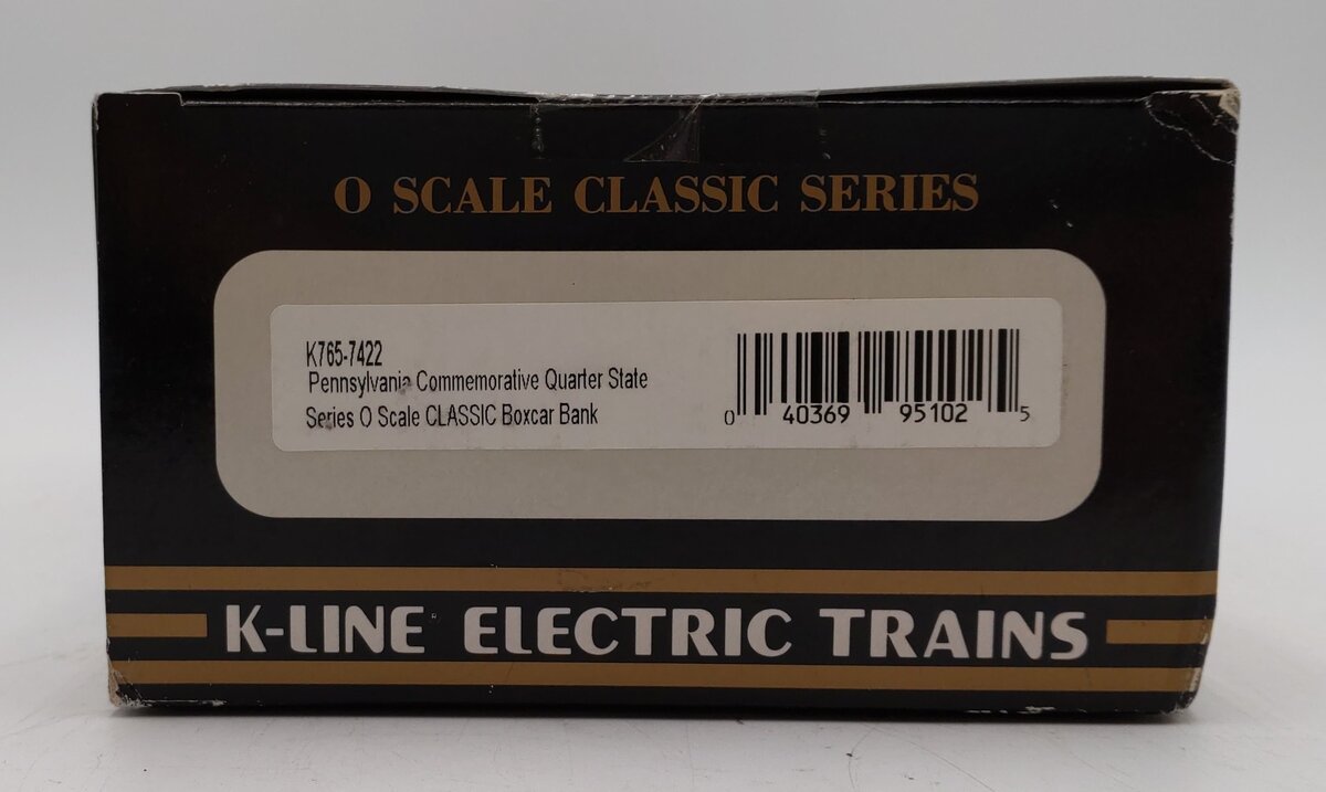 K-Line K765-7422 O Gauge Pennsylvania Quarter Boxcar #7657422 LN/Box