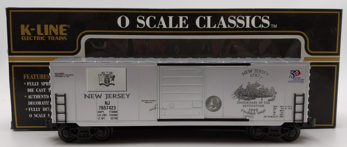 K-Line K765-7423 O Gauge New Jersey Quarter Series Boxcar Bank #7657423 LN/Box