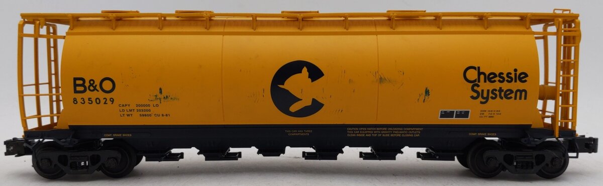 Atlas 6332-1 O Gauge Chessie Cylindrical Hopper #835029 (3Rail) VG